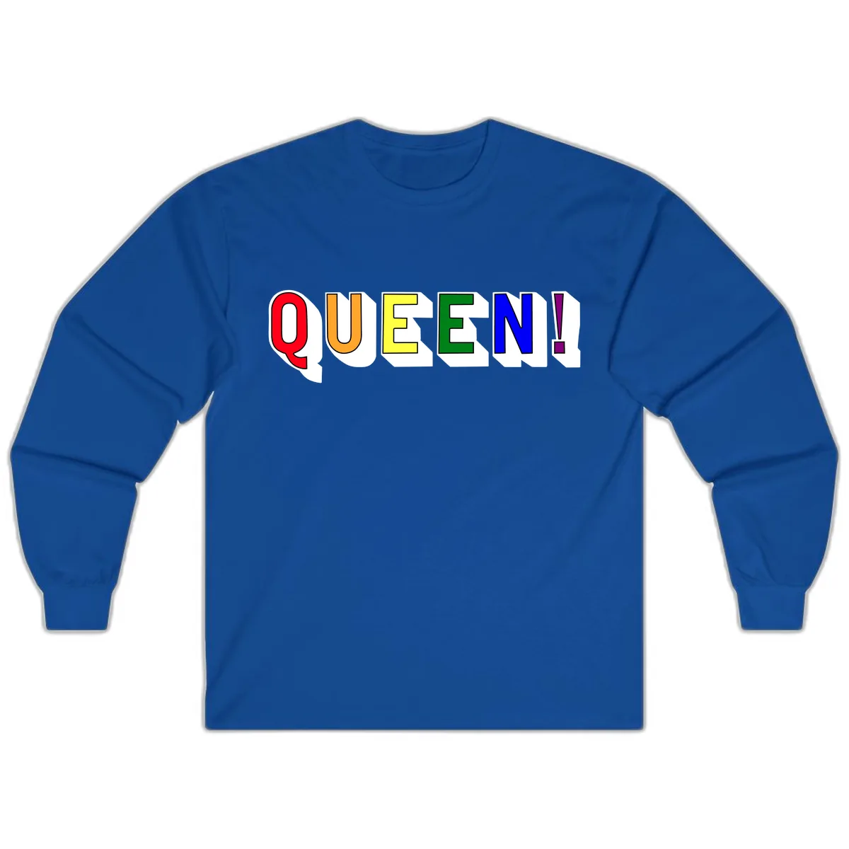 Queen Exclamation Pride Rainbow Long Sleeve in Royal