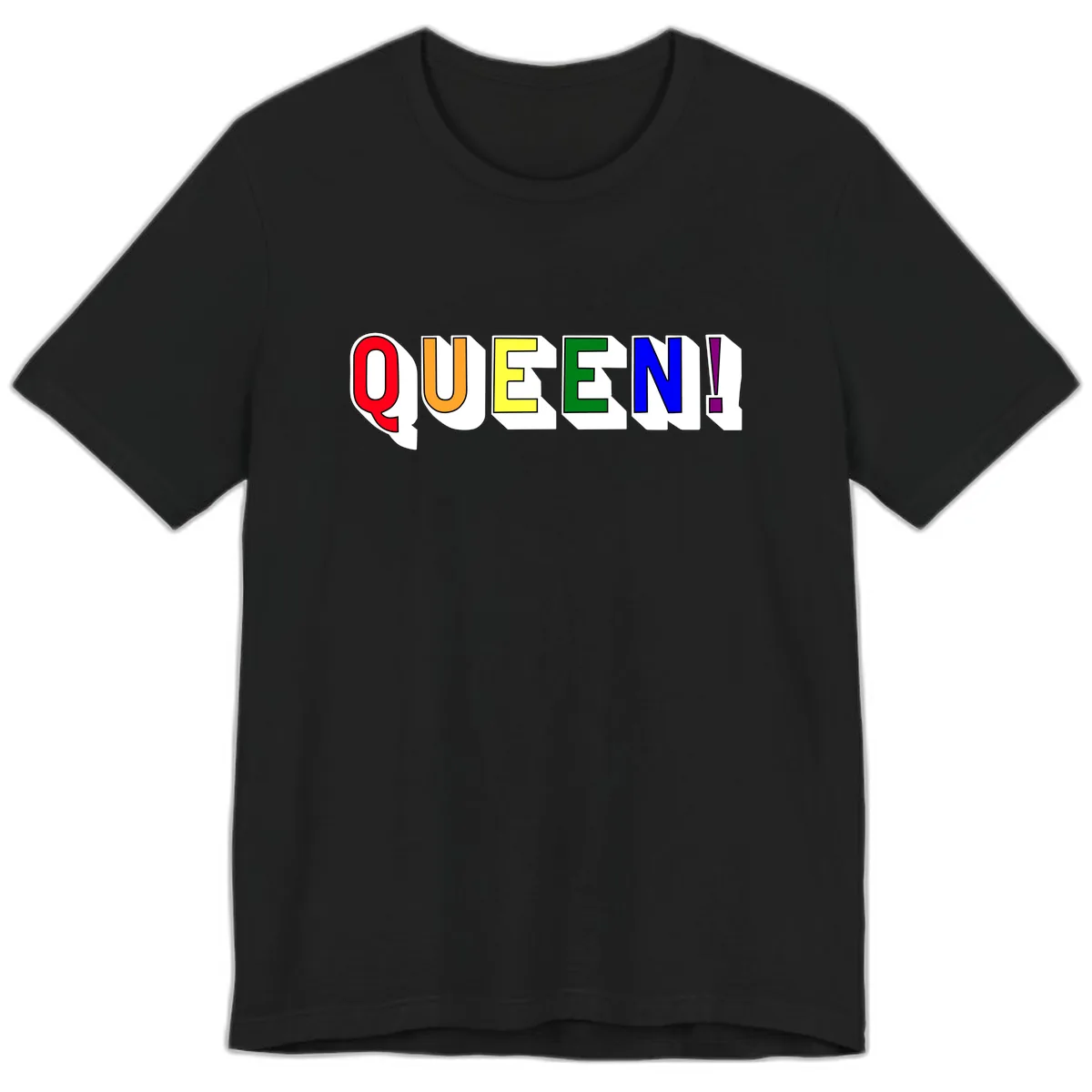Queen Exclamation Pride Rainbow Premium T-Shirt in Black