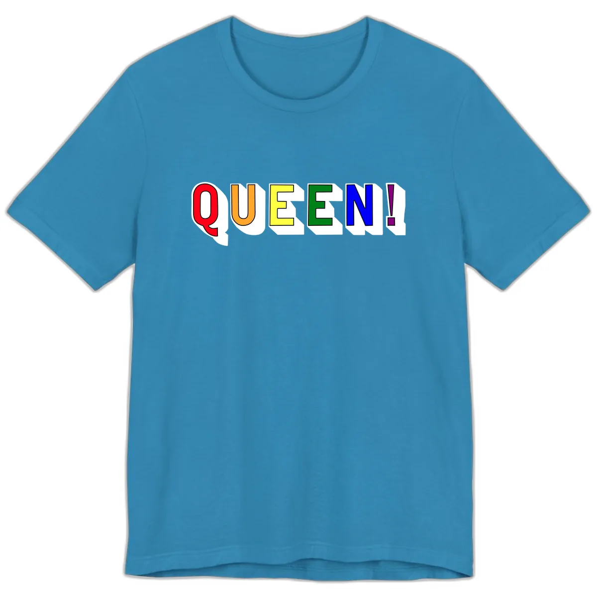 Queen Exclamation Pride Rainbow Premium T-Shirt in Aqua