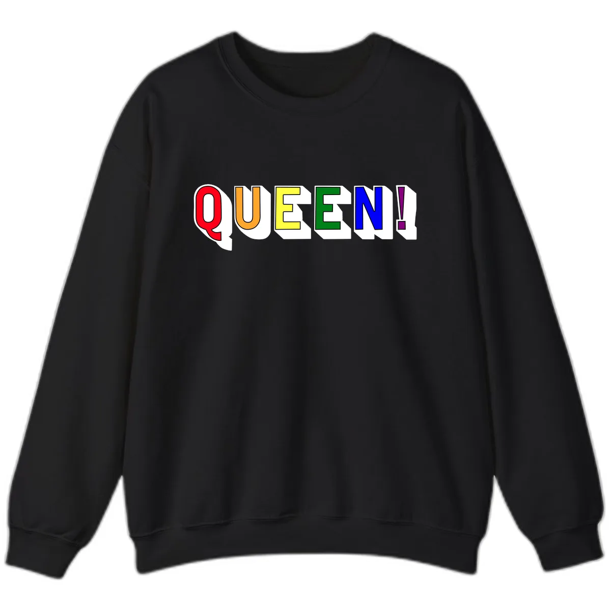 Queen Exclamation Pride Rainbow Sweatshirt in Black