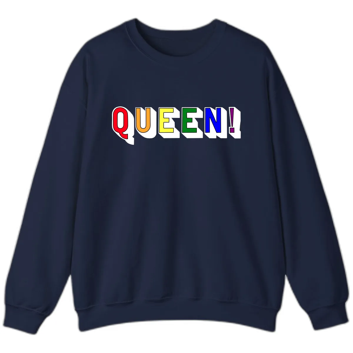 Queen Exclamation Pride Rainbow Sweatshirt in Navy