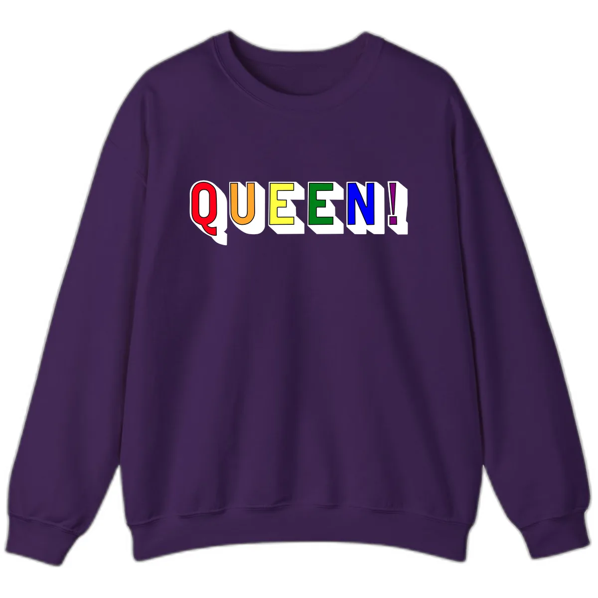 Queen Exclamation Pride Rainbow Sweatshirt in Purple