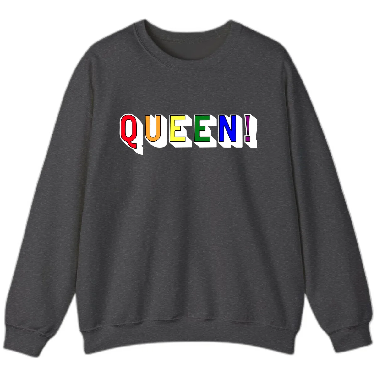 Queen Exclamation Pride Rainbow Sweatshirt in Dark Heather