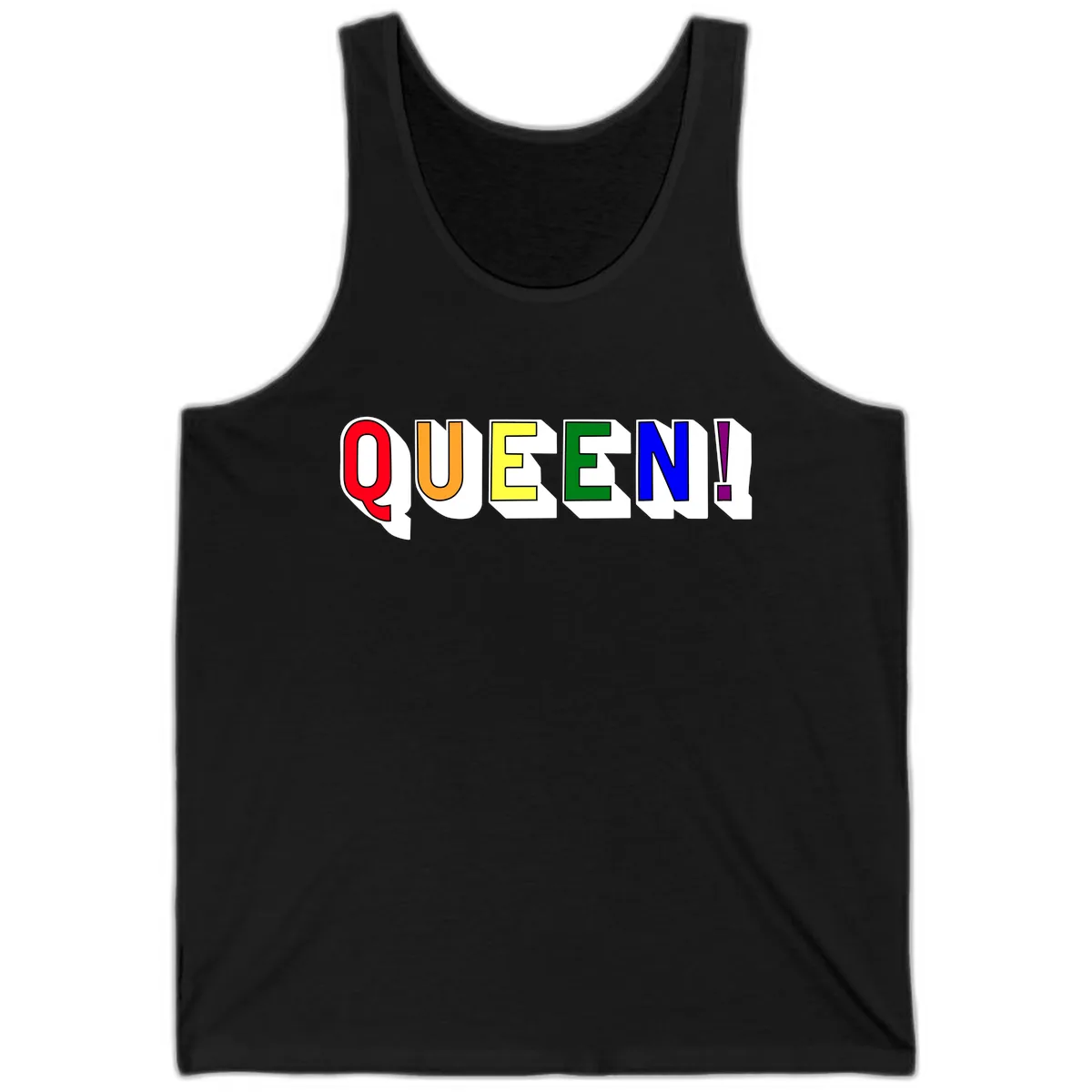 Queen Exclamation Pride Rainbow Tank in Black