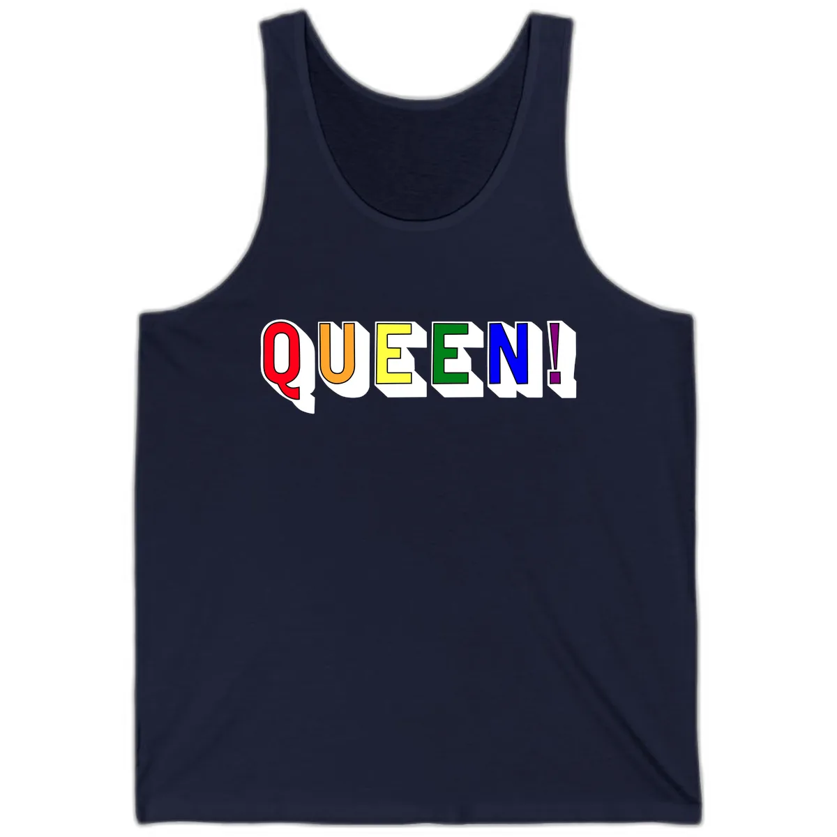 Queen Exclamation Pride Rainbow Tank in Navy