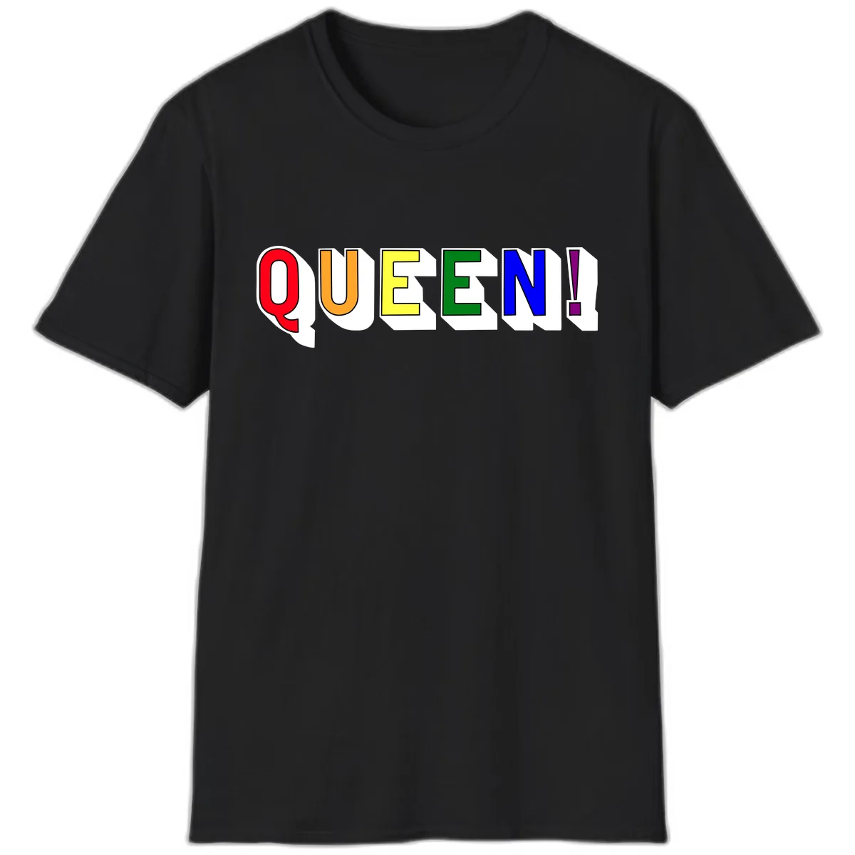 Queen Exclamation Pride Rainbow T-Shirt in Black