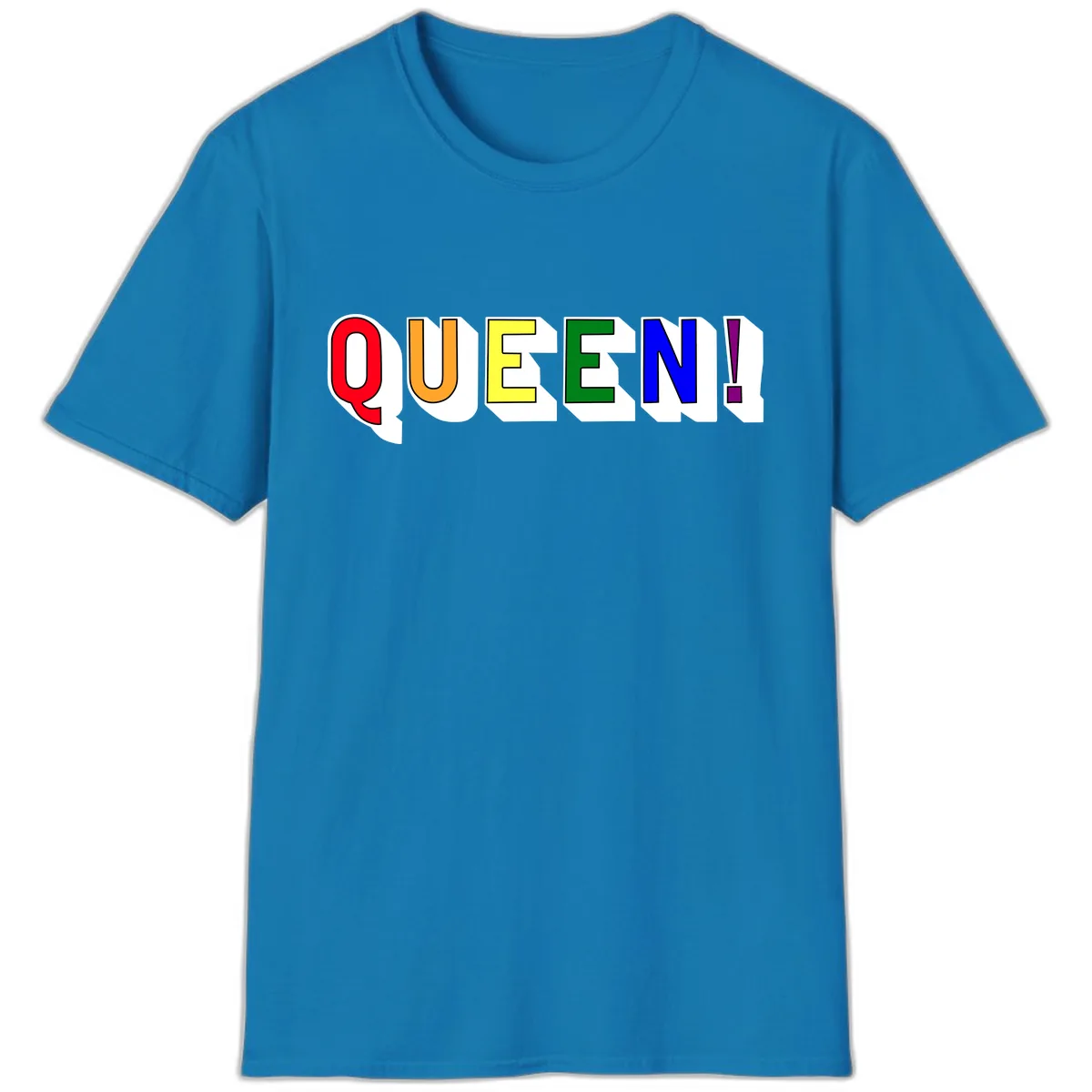 Queen Exclamation Pride Rainbow T-Shirt in Sapphire