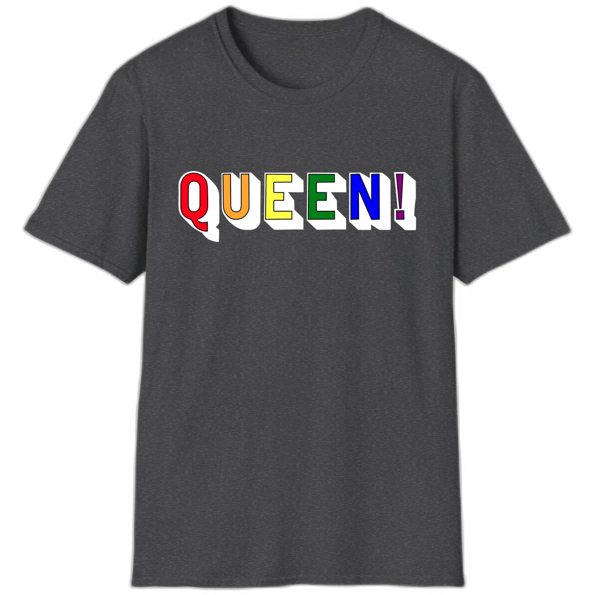 Queen Exclamation Pride Rainbow T-Shirt in Dark Heather