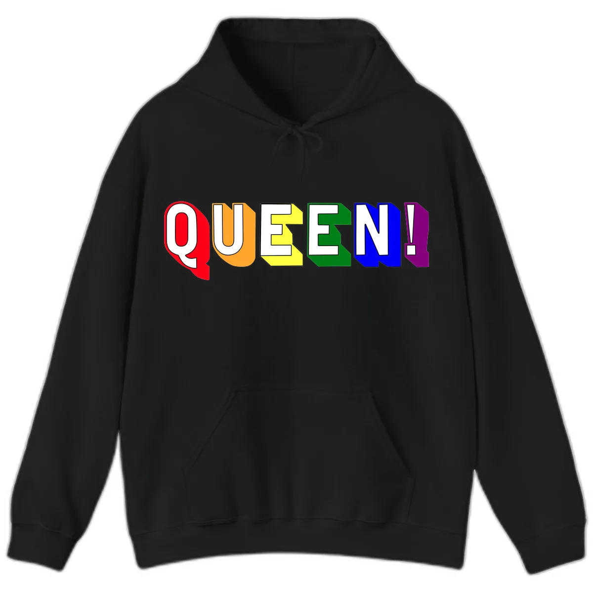 Queen Exclamation Pride Design Hoodie in Black