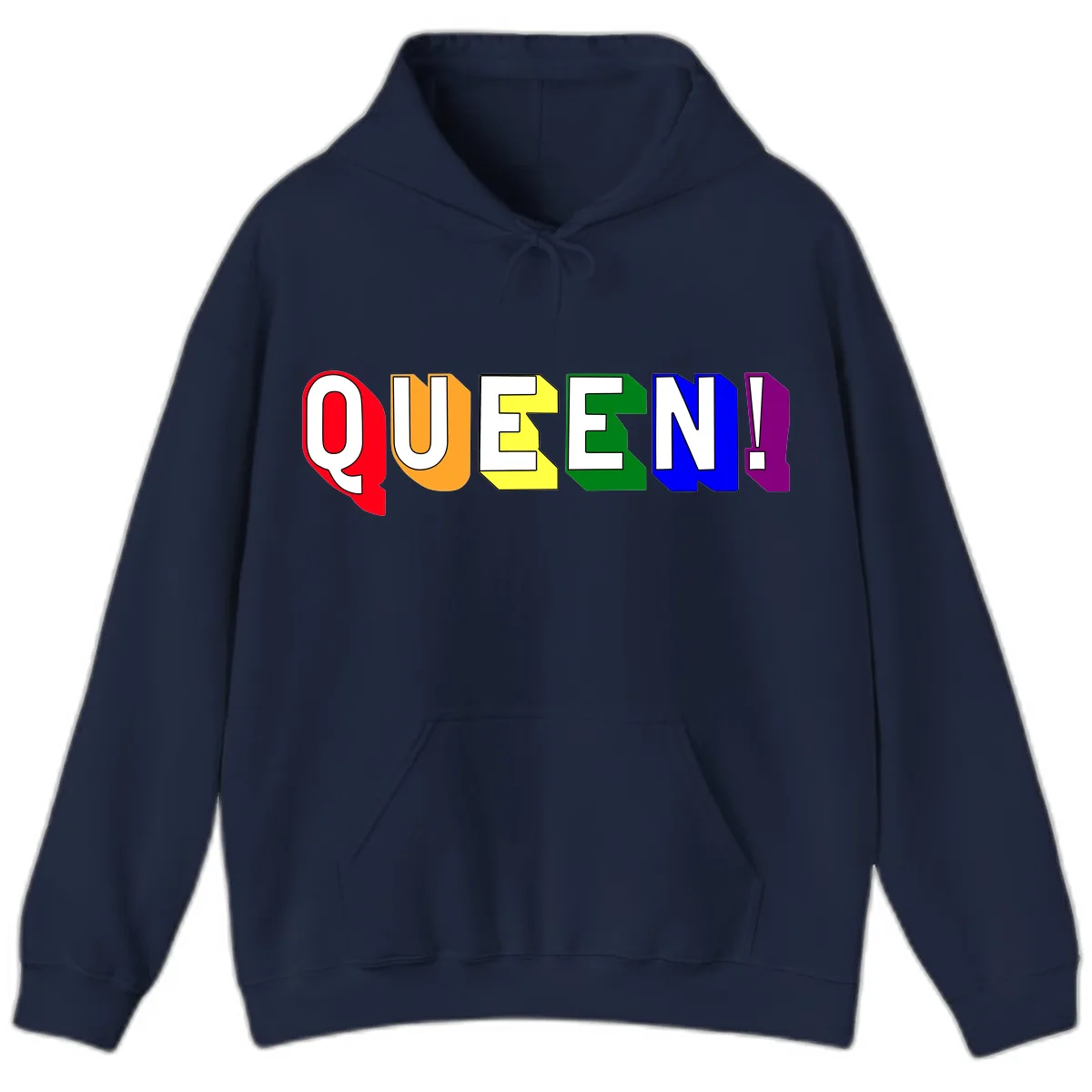 Queen Exclamation Pride Design Hoodie in Navy