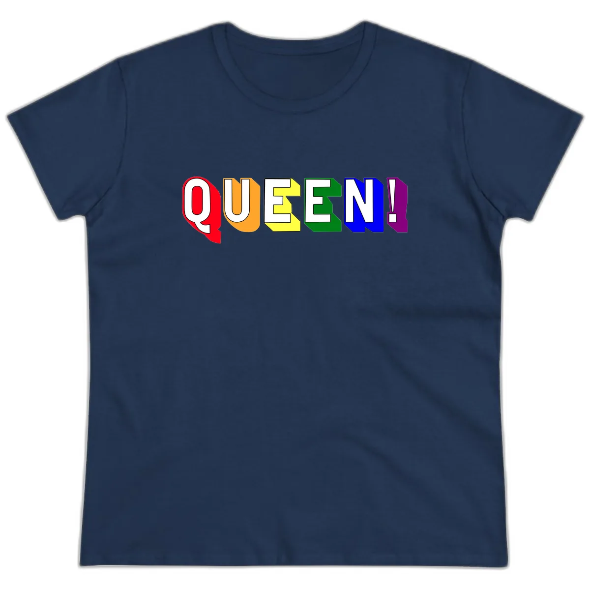 Queen Exclamation Pride Design Ladies Tee in Navy