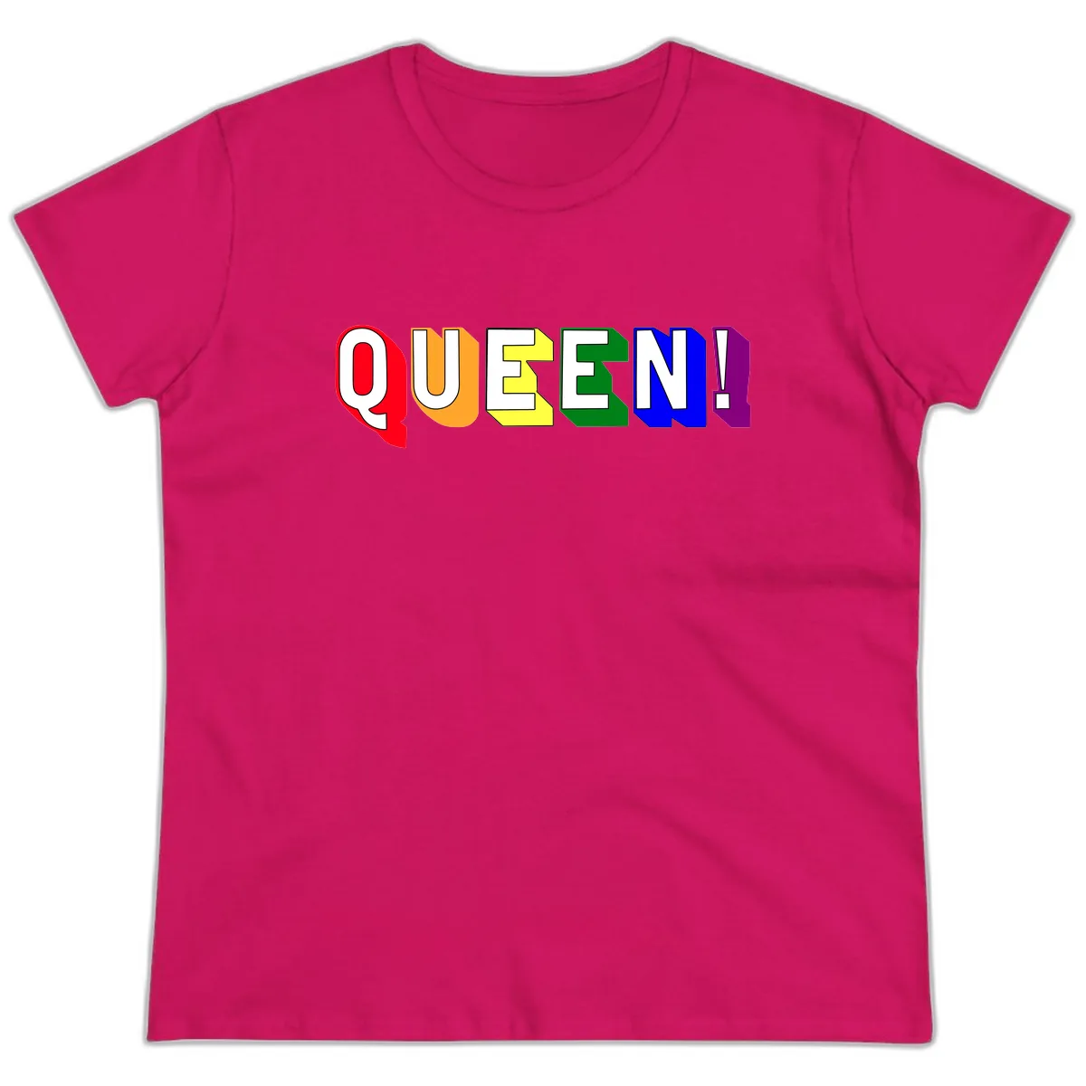 Queen Exclamation Pride Design Ladies Tee in Heliconia