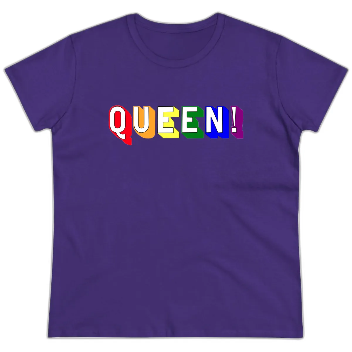 Queen Exclamation Pride Design Ladies Tee in Purple