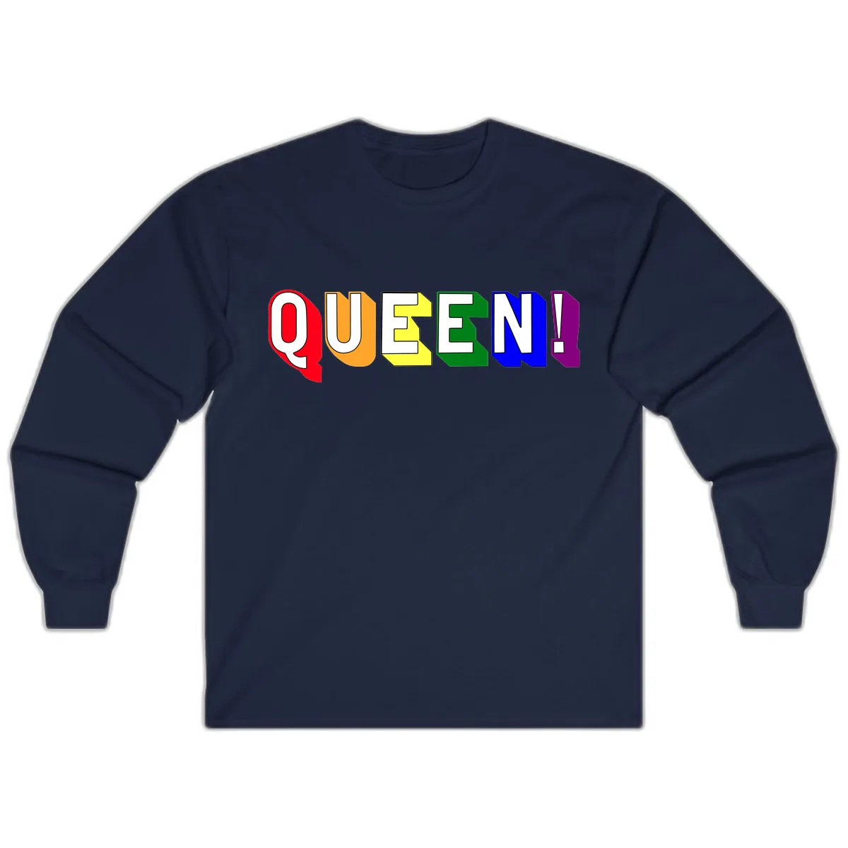 Queen Exclamation Pride Design Long Sleeve in Navy