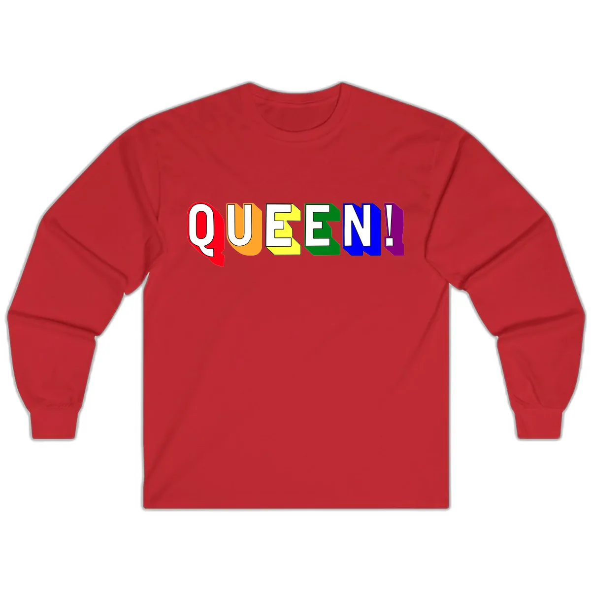 Queen Exclamation Pride Design Long Sleeve in Red