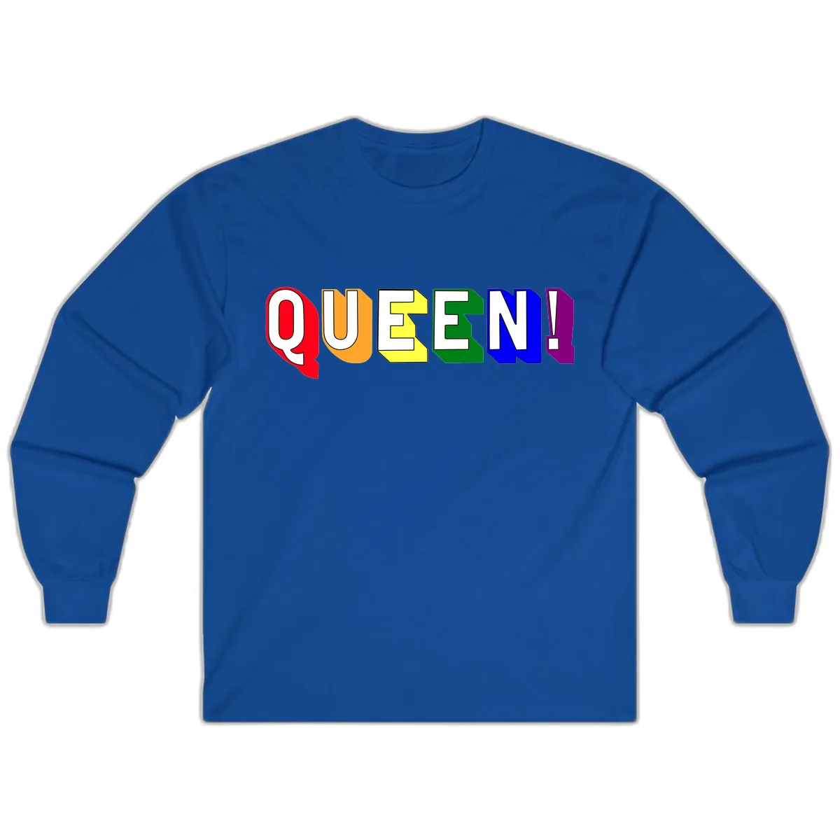 Queen Exclamation Pride Design Long Sleeve in Royal