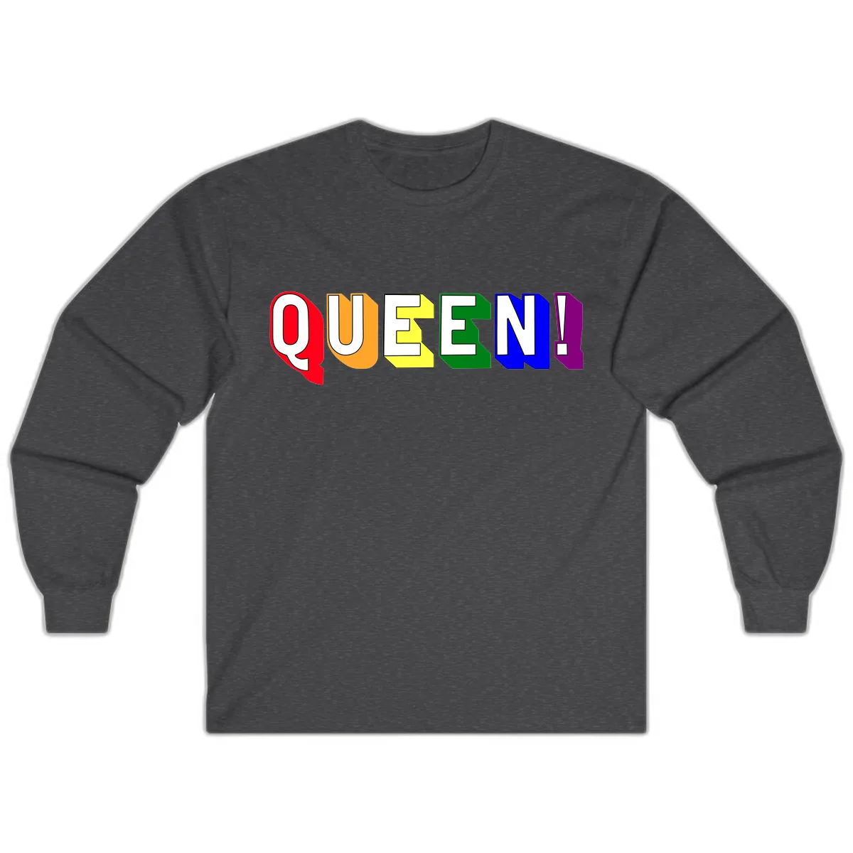 Queen Exclamation Pride Design Long Sleeve in Dark Heather