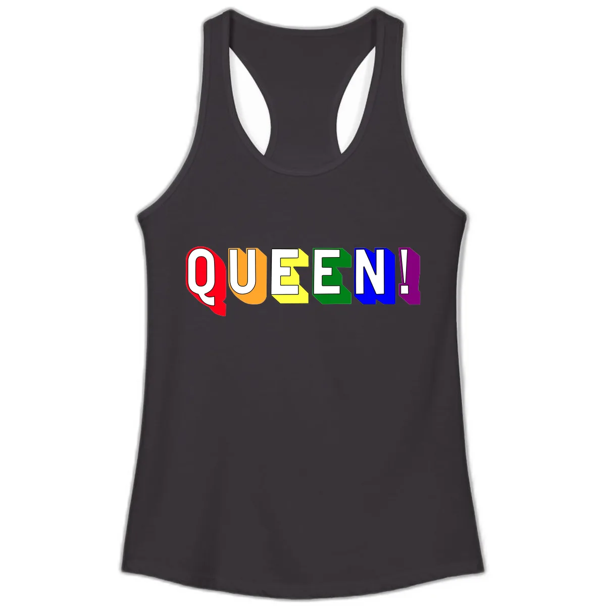 Queen Exclamation Pride Design Ladies Tank in Black
