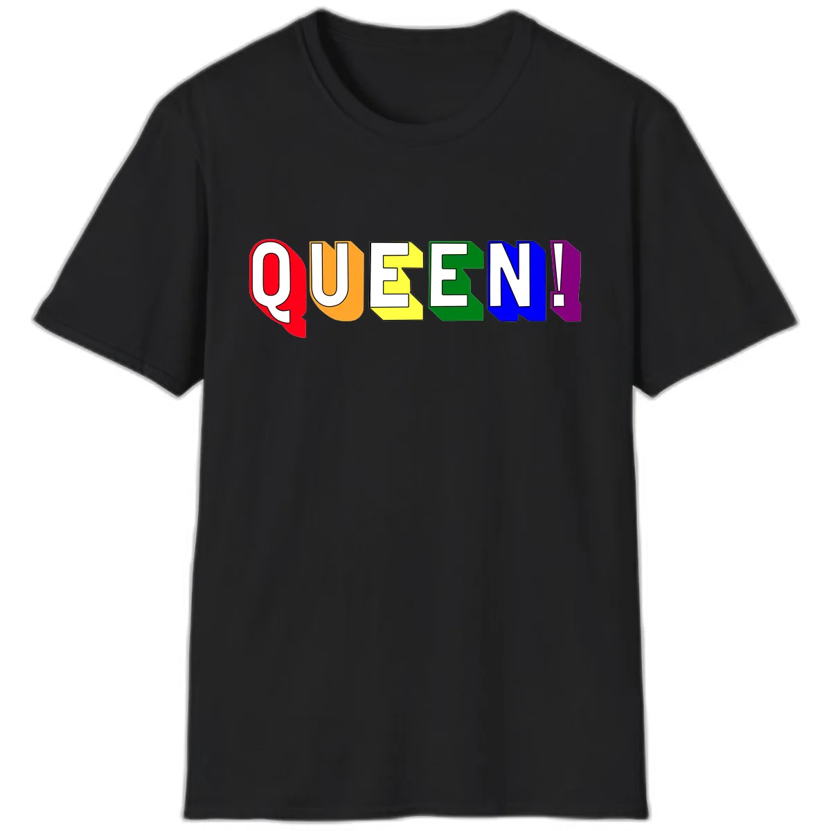 Queen Exclamation Pride Design T-Shirt in Black