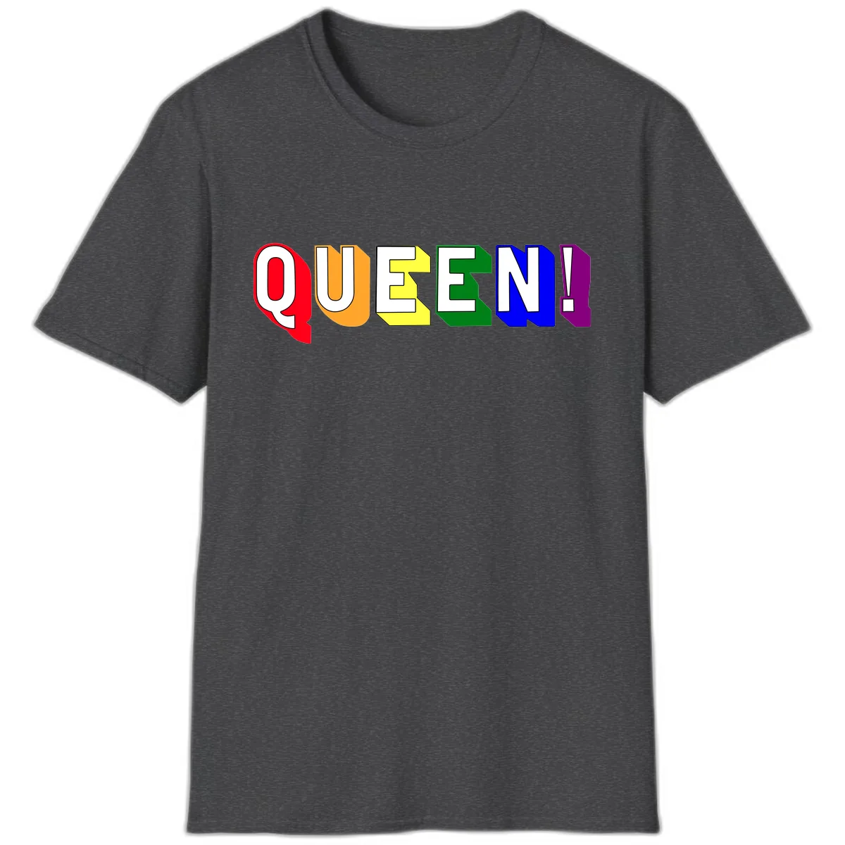 Queen Exclamation Pride Design T-Shirt in Dark Heather