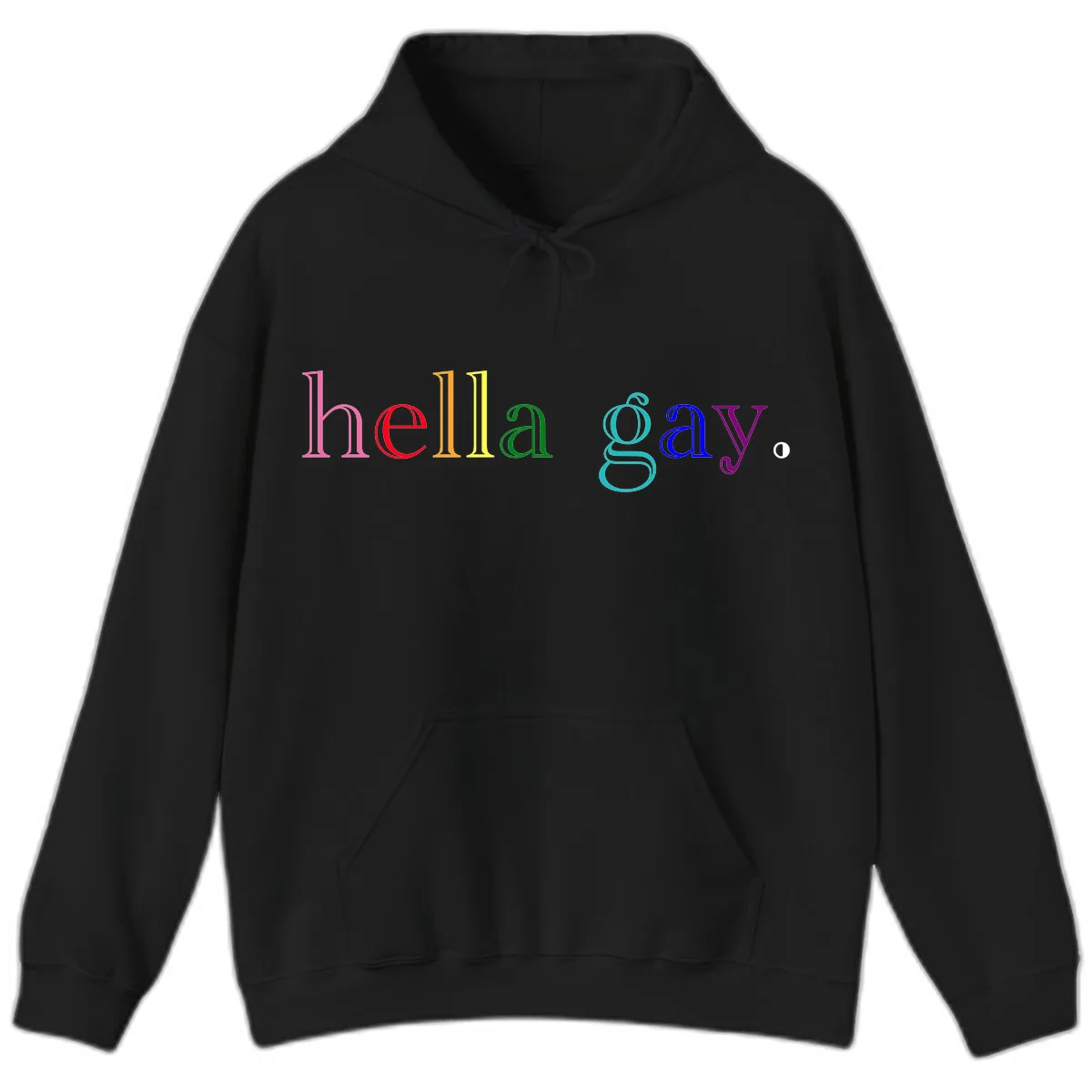 Hello Gay Pride Rainbow Text Design Hoodie in Black