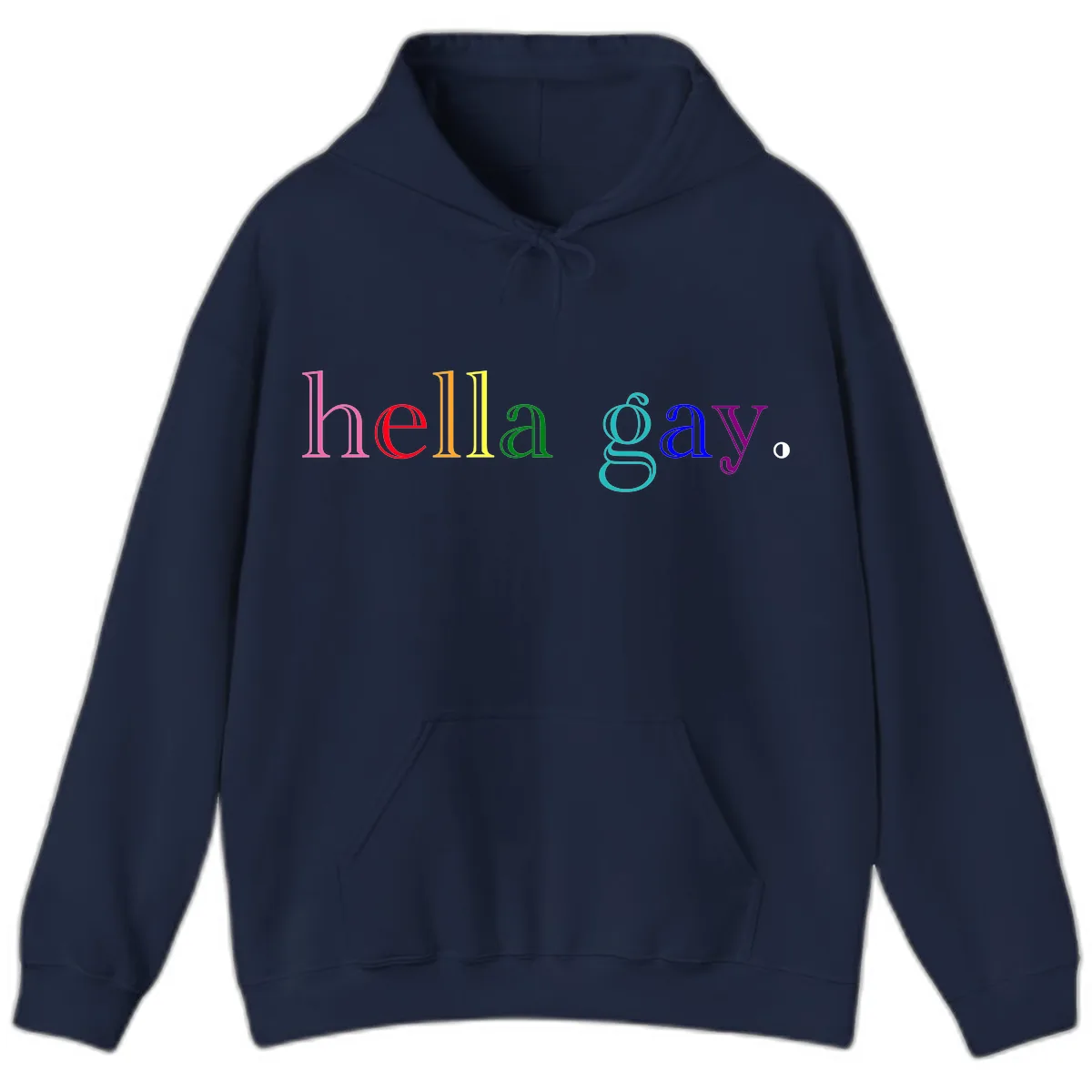 Hello Gay Pride Rainbow Text Design Hoodie in Navy