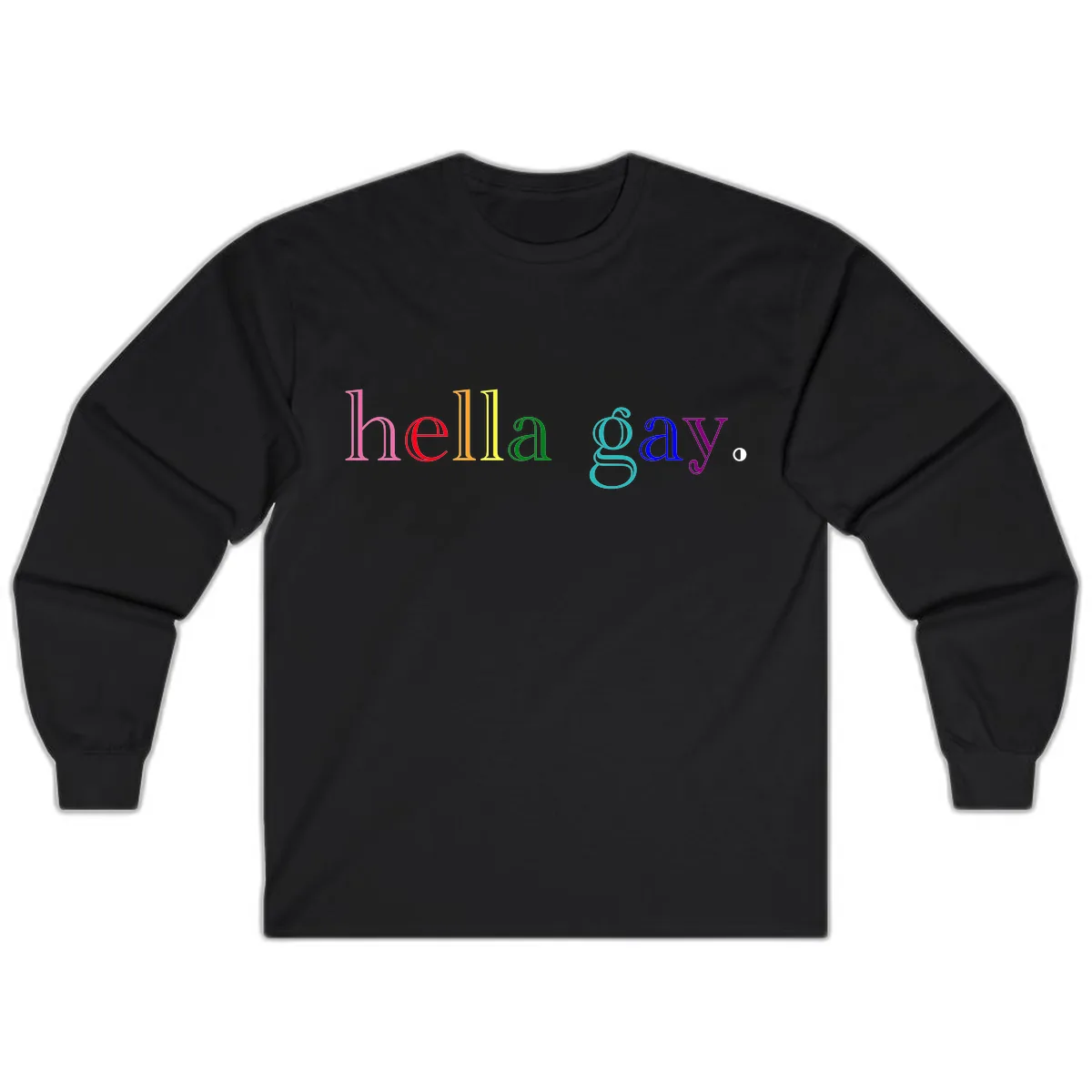 Hello Gay Pride Rainbow Text Design Long Sleeve in Black