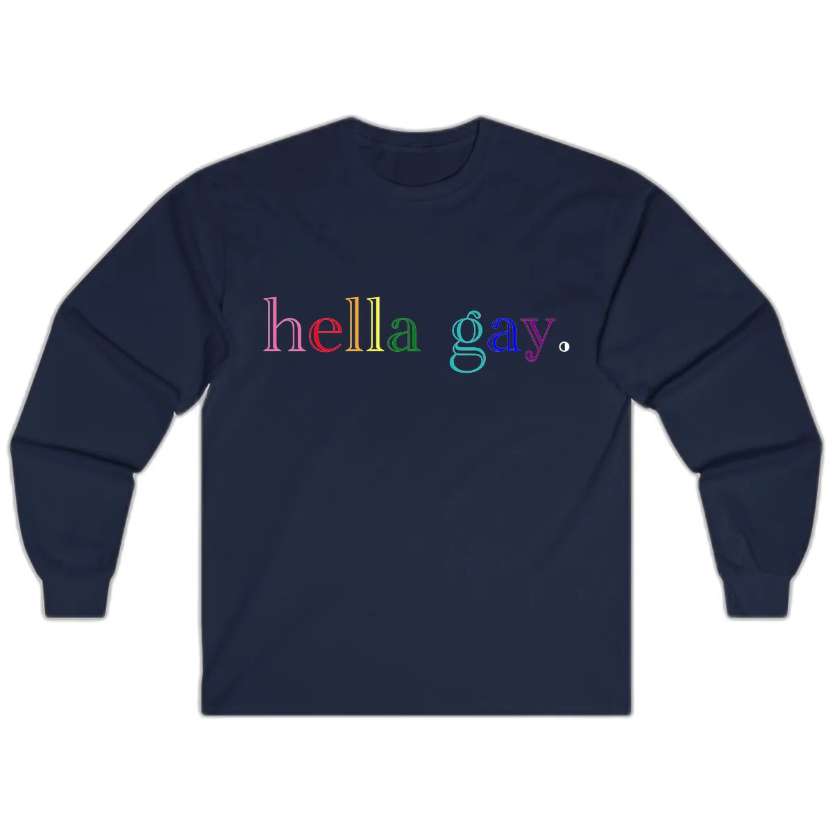 Hello Gay Pride Rainbow Text Design Long Sleeve in Navy