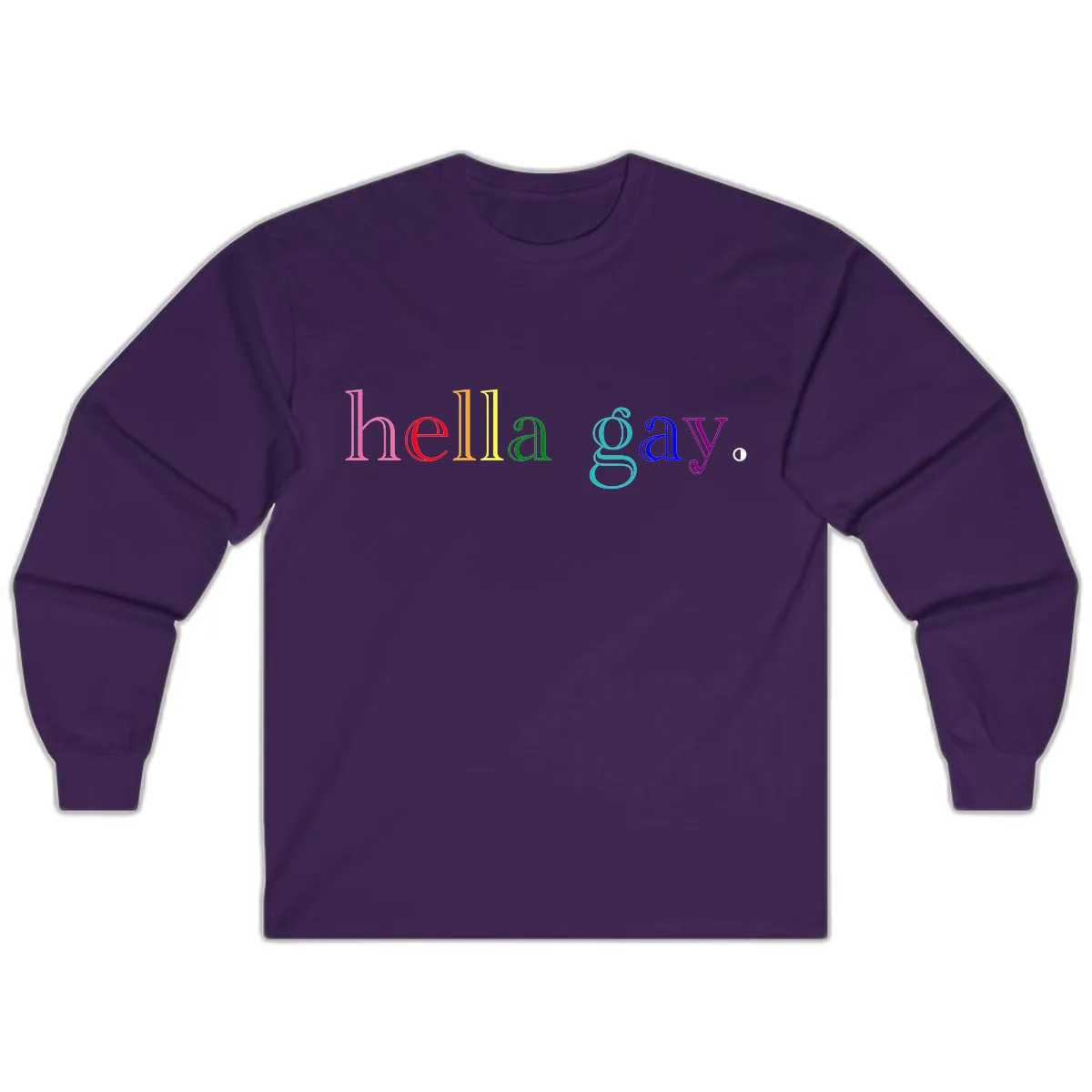 Hello Gay Pride Rainbow Text Design Long Sleeve in Purple