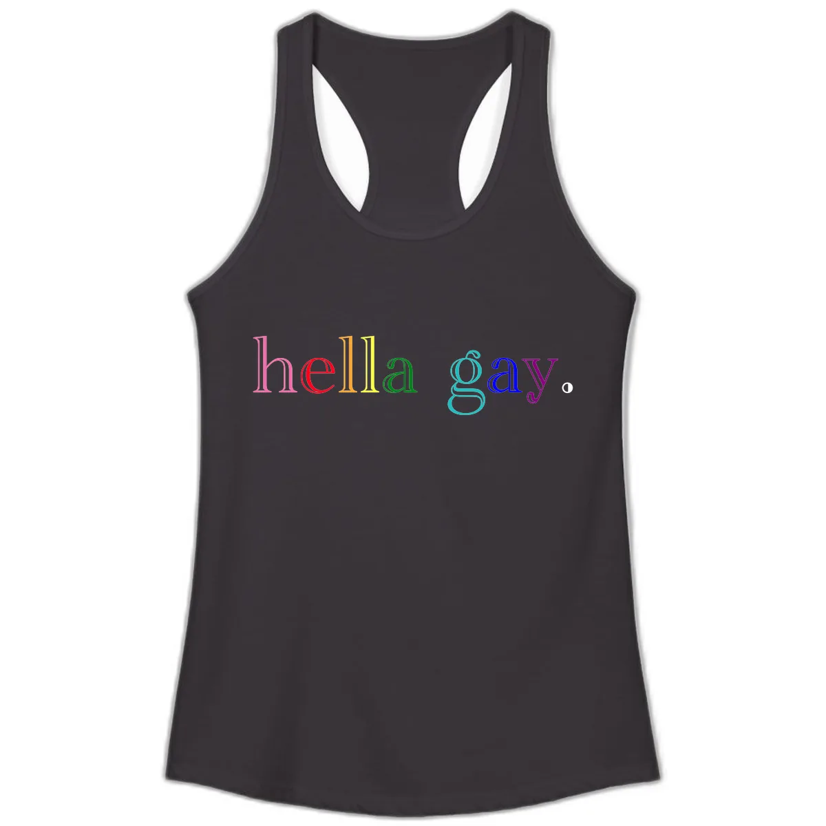 Hello Gay Pride Rainbow Text Design Ladies Tank in Black