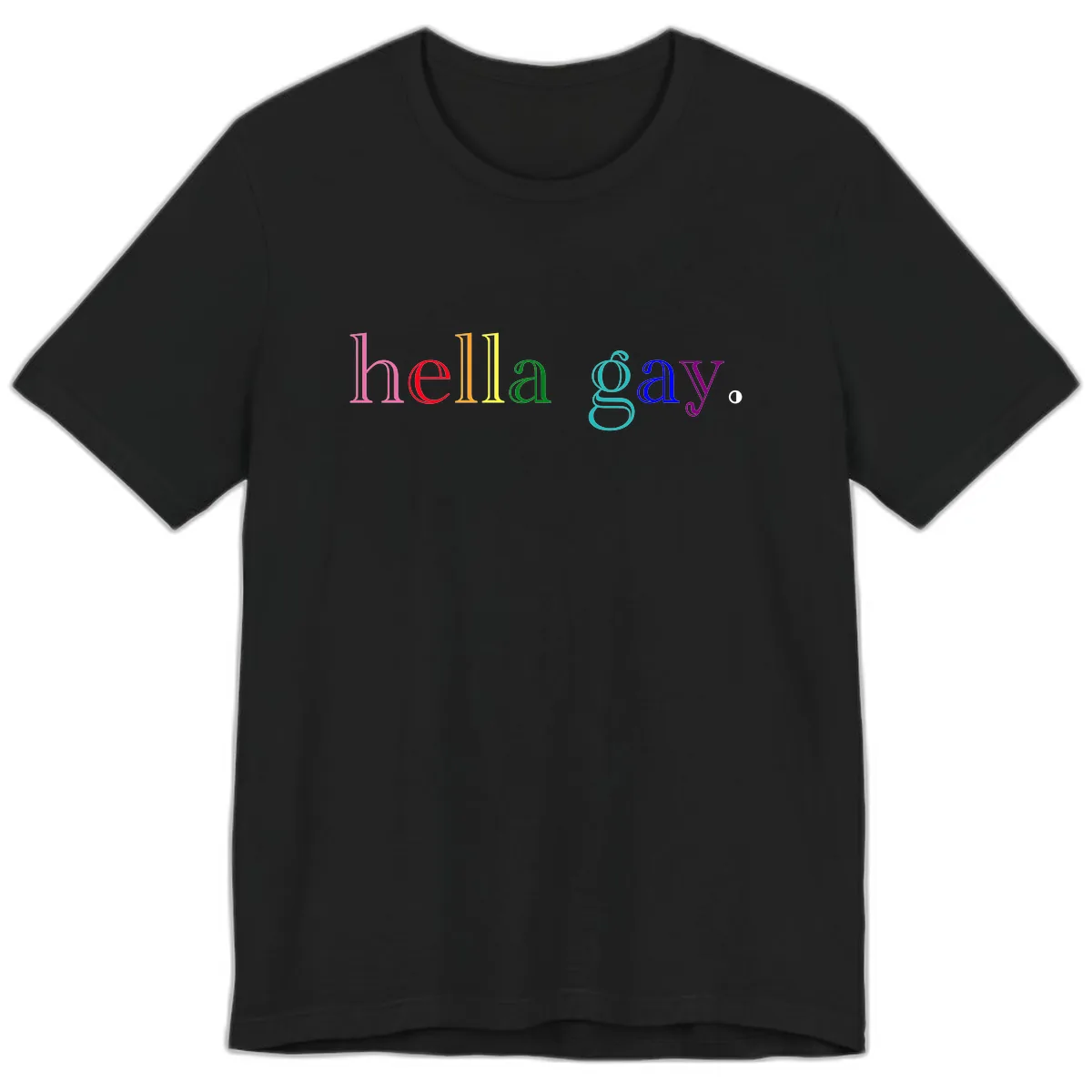 Hello Gay Pride Rainbow Text Design Premium T-Shirt in Black