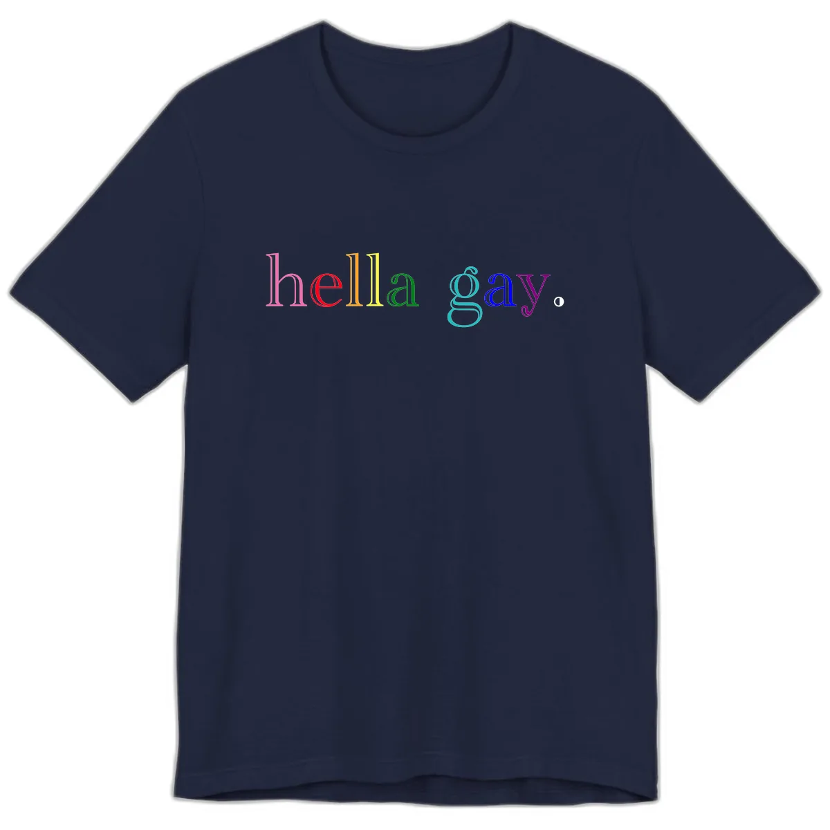 Hello Gay Pride Rainbow Text Design Premium T-Shirt in Navy