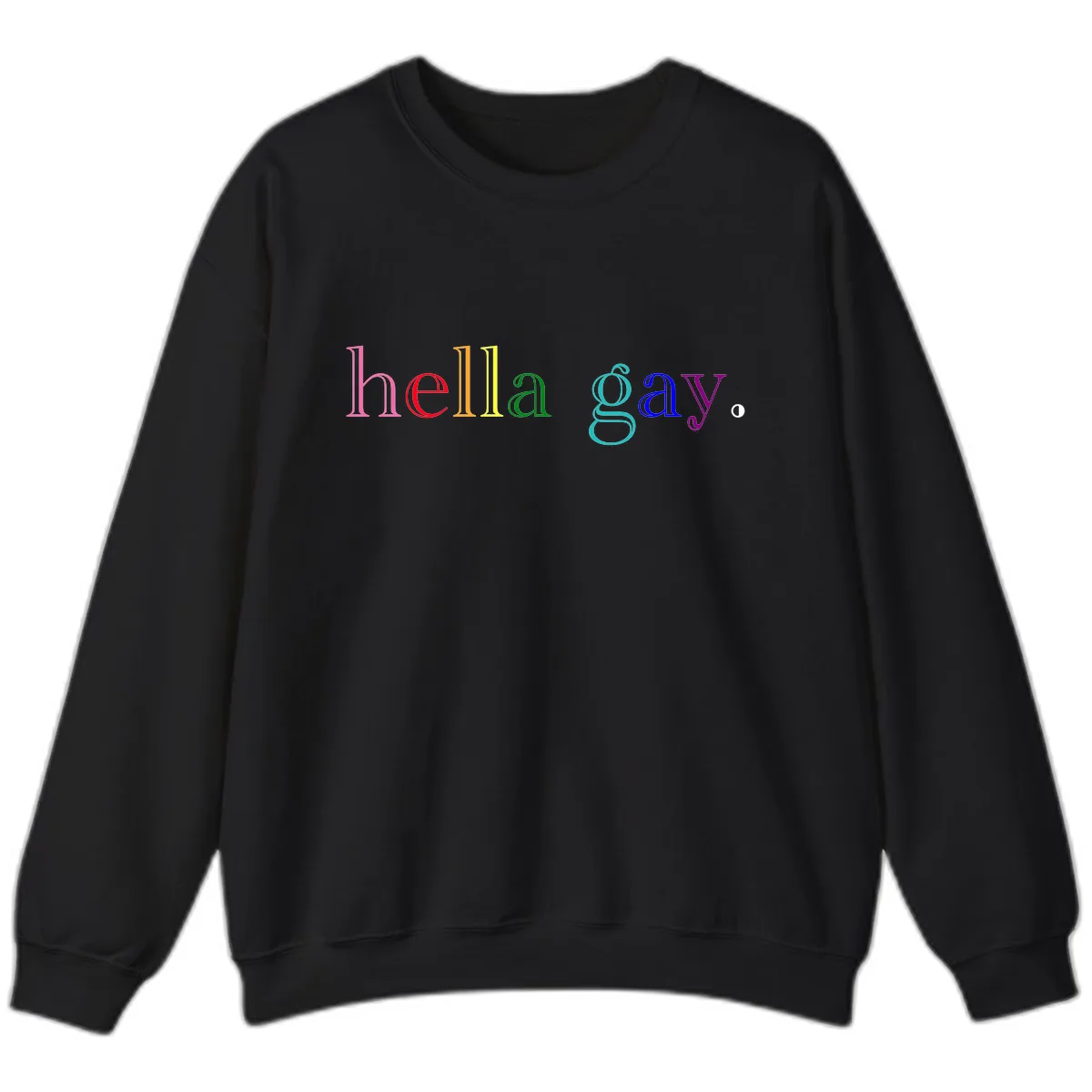 Hello Gay Pride Rainbow Text Design Sweatshirt in Black