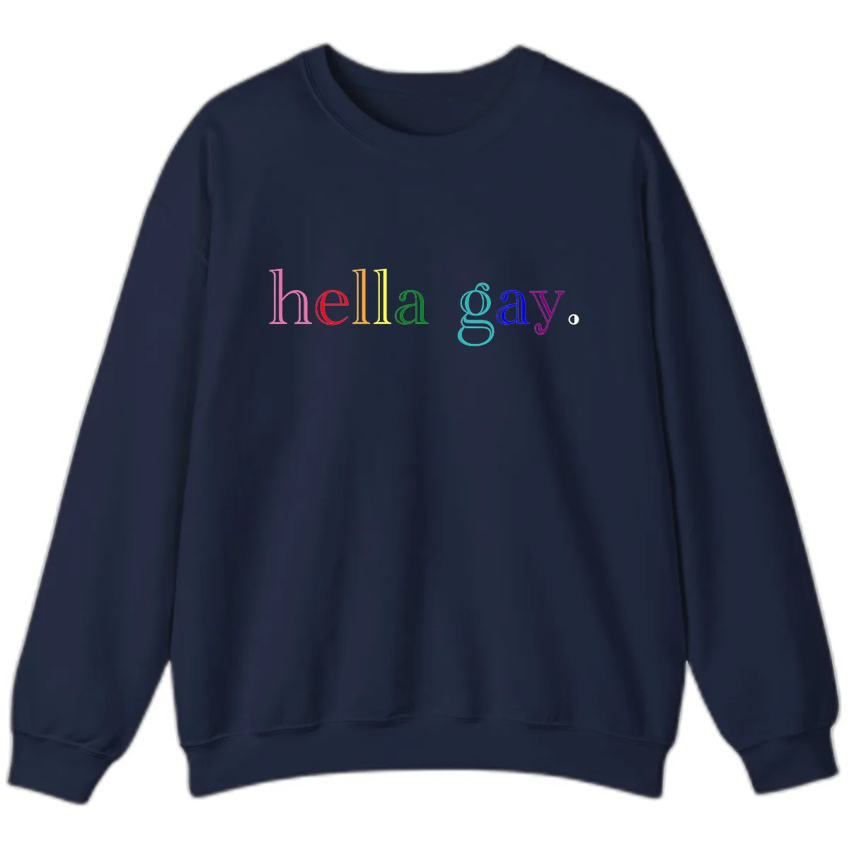 Hello Gay Pride Rainbow Text Design Sweatshirt in Navy