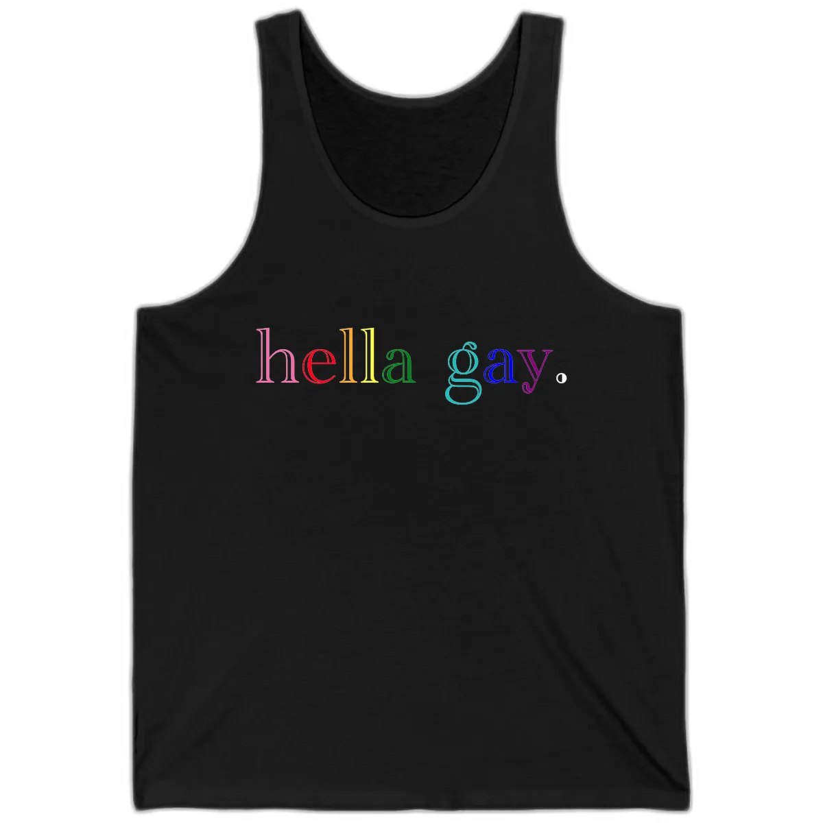 Hello Gay Pride Rainbow Text Design Tank in Black