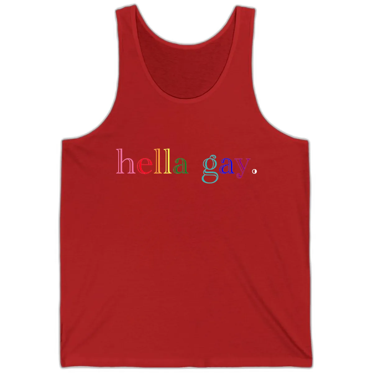 Hello Gay Pride Rainbow Text Design Tank in Red