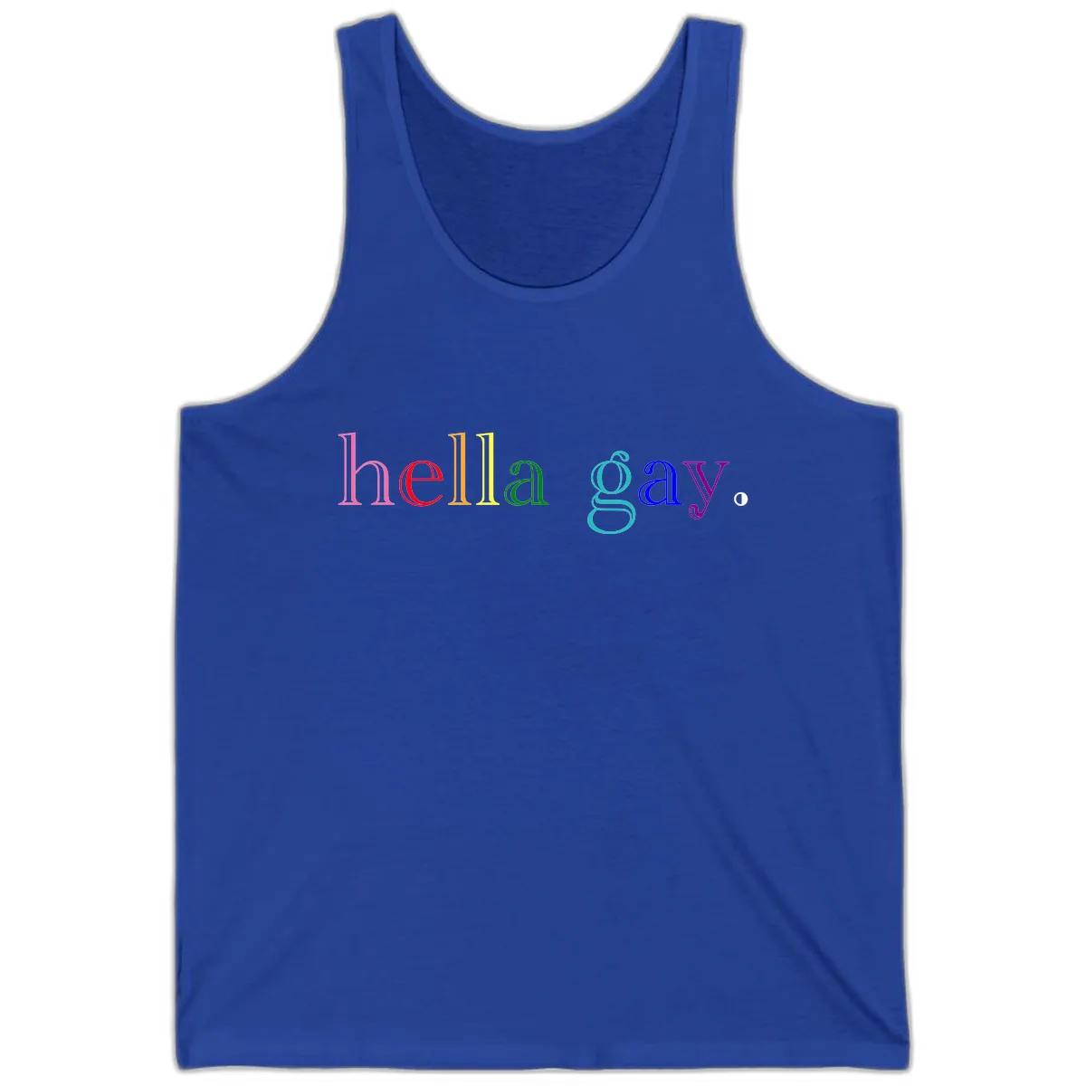Hello Gay Pride Rainbow Text Design Tank in True Royal