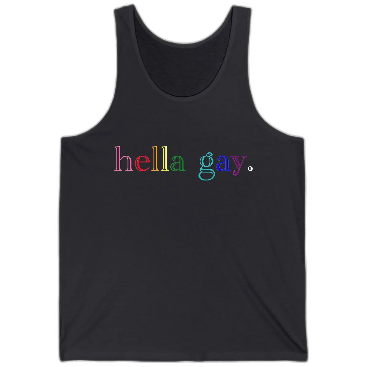 Hello Gay Pride Rainbow Text Design Tank in Dark Grey