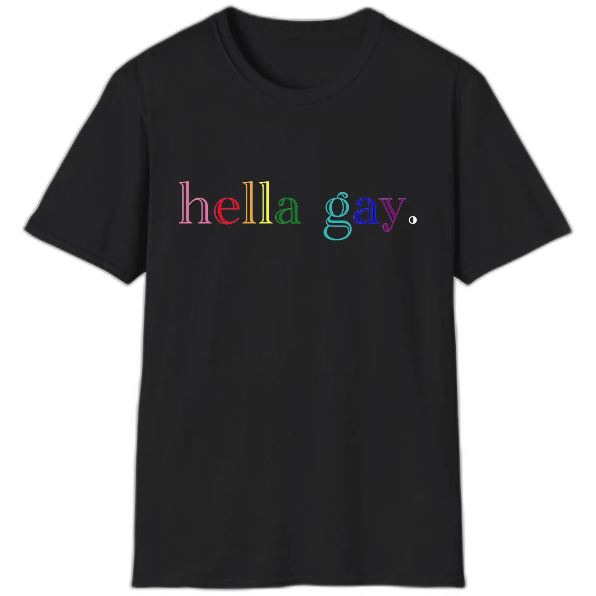 Hello Gay Pride Rainbow Text Design T-Shirt in Black