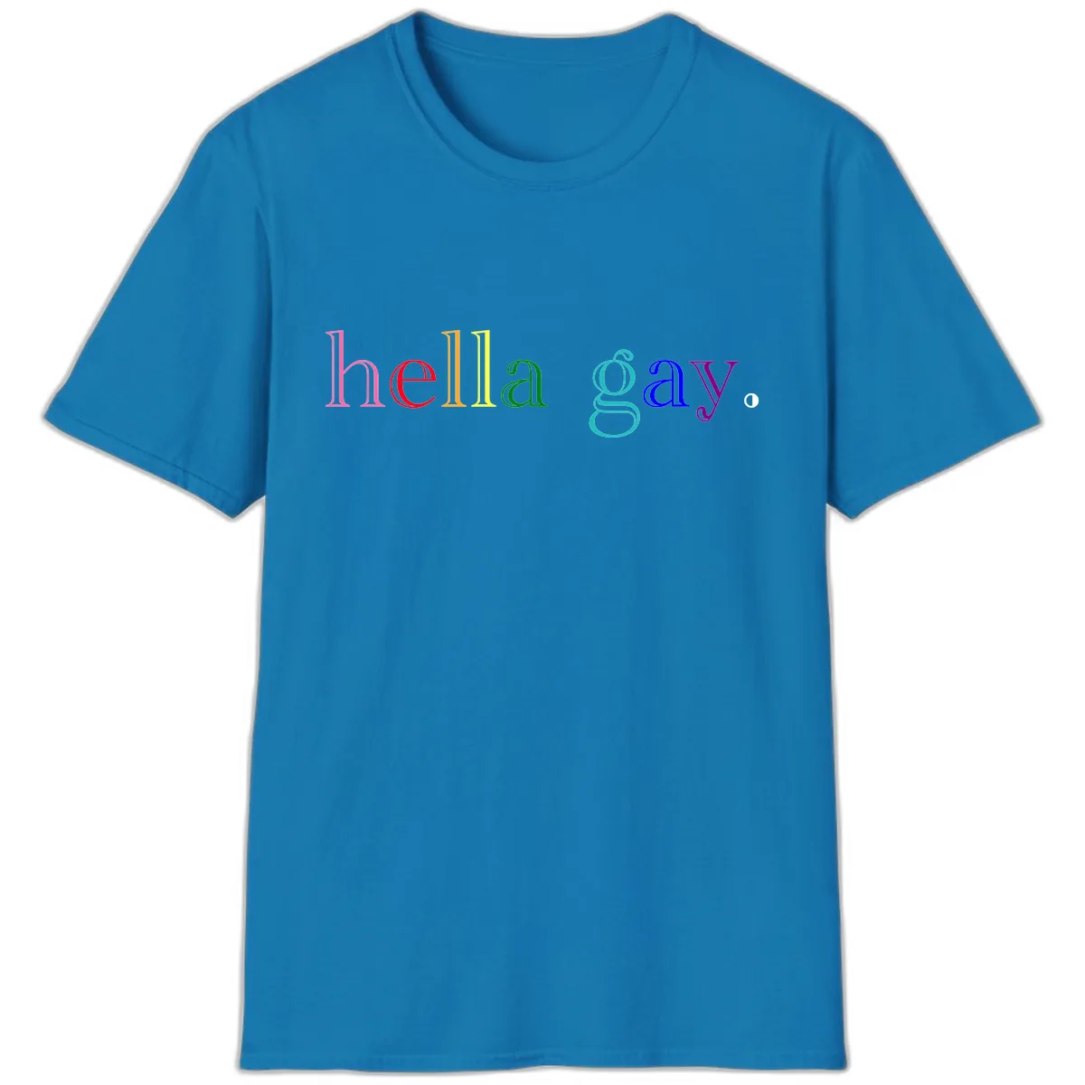Hello Gay Pride Rainbow Text Design T-Shirt in Sapphire