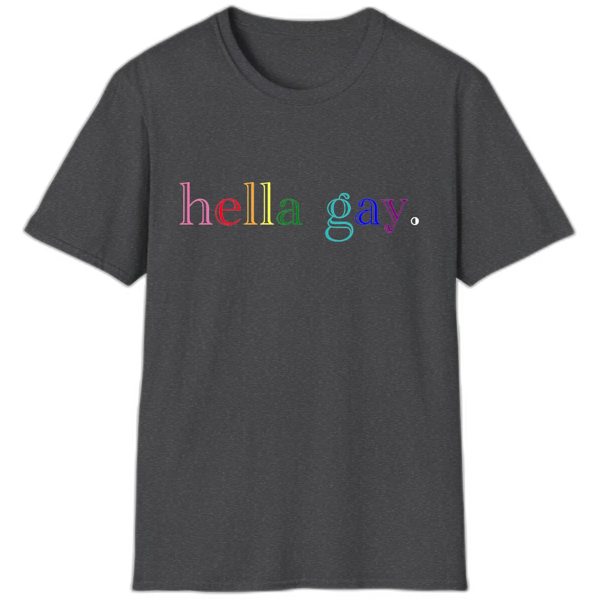Hello Gay Pride Rainbow Text Design T-Shirt in Dark Heather