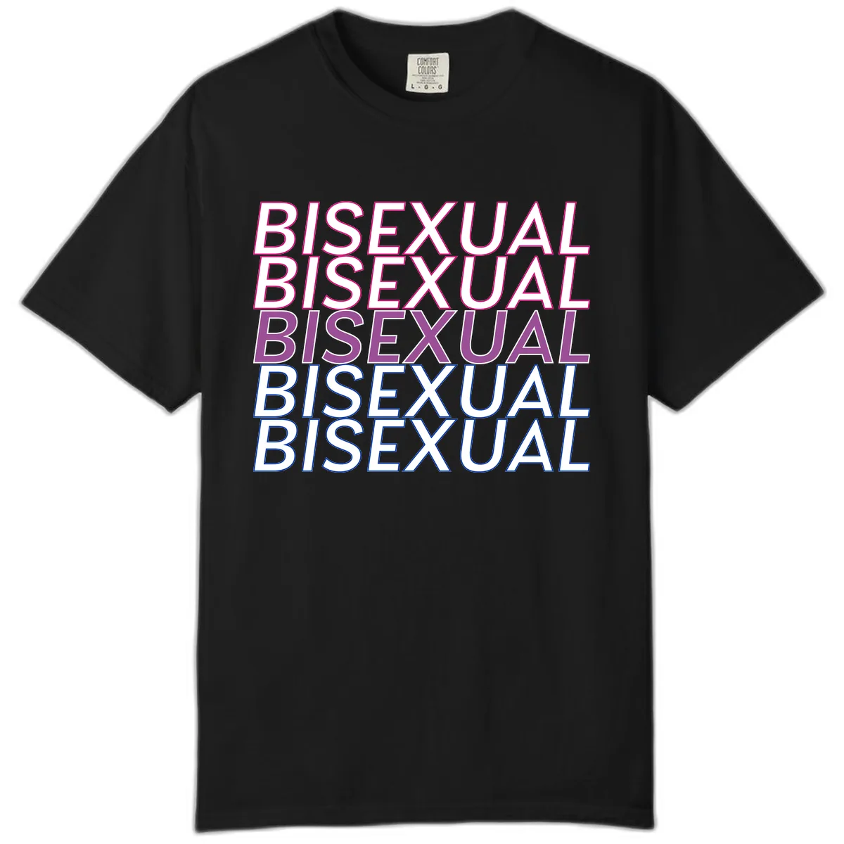 Bisexual Pride Stacked Text Comfort Color in Black