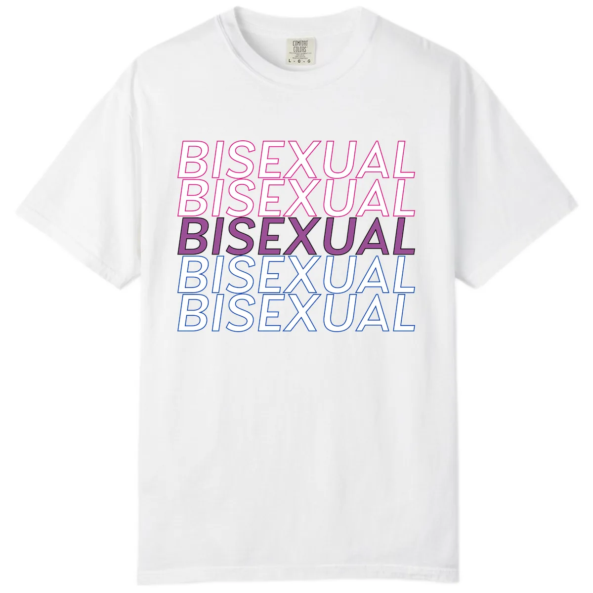 Bisexual Pride Stacked Text Comfort Color in White