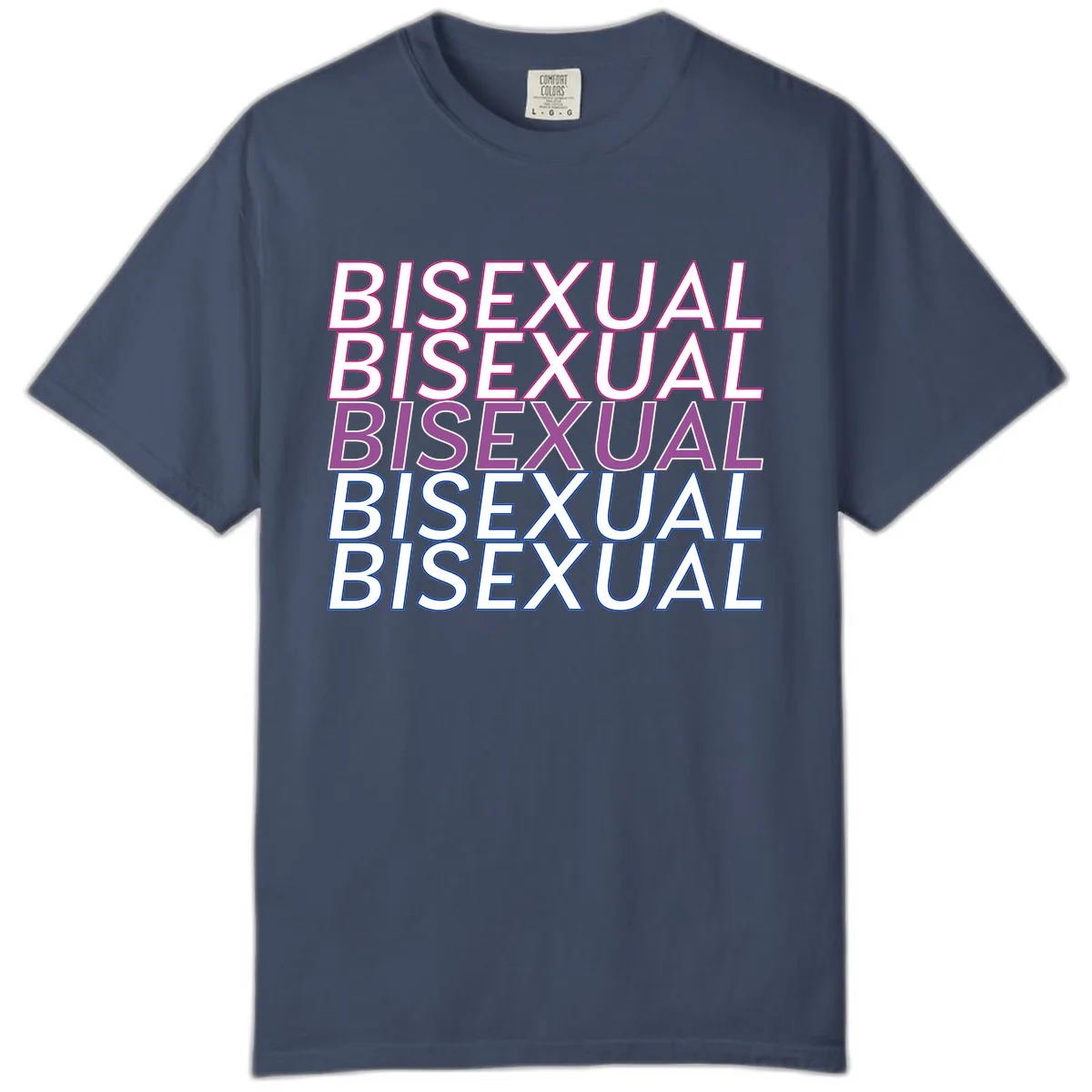Bisexual Pride Stacked Text Comfort Color in Midnight