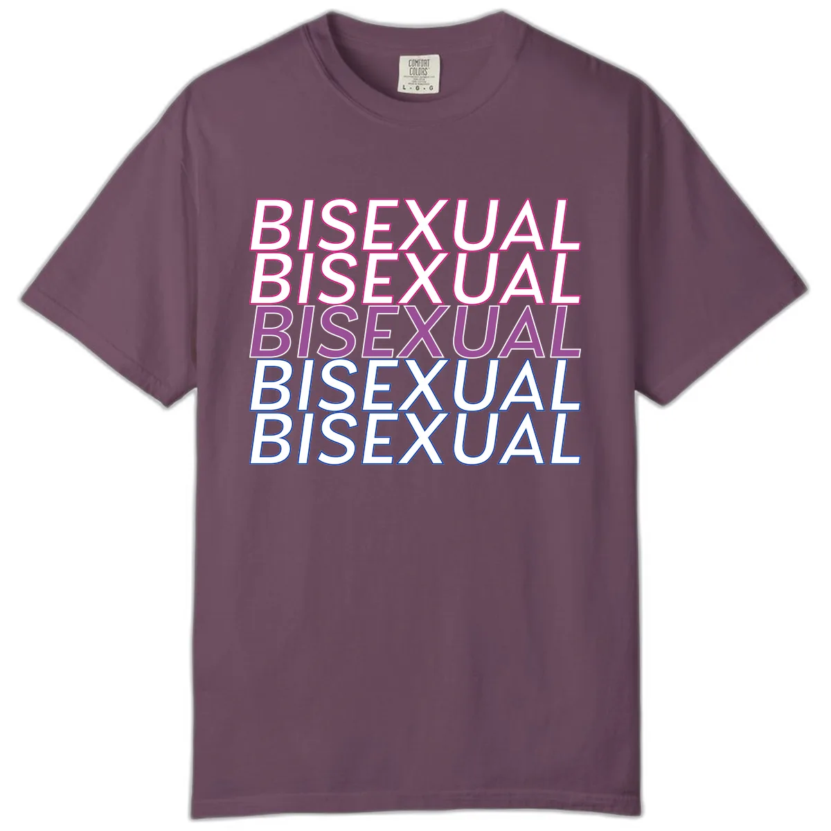 Bisexual Pride Stacked Text Comfort Color in Berry