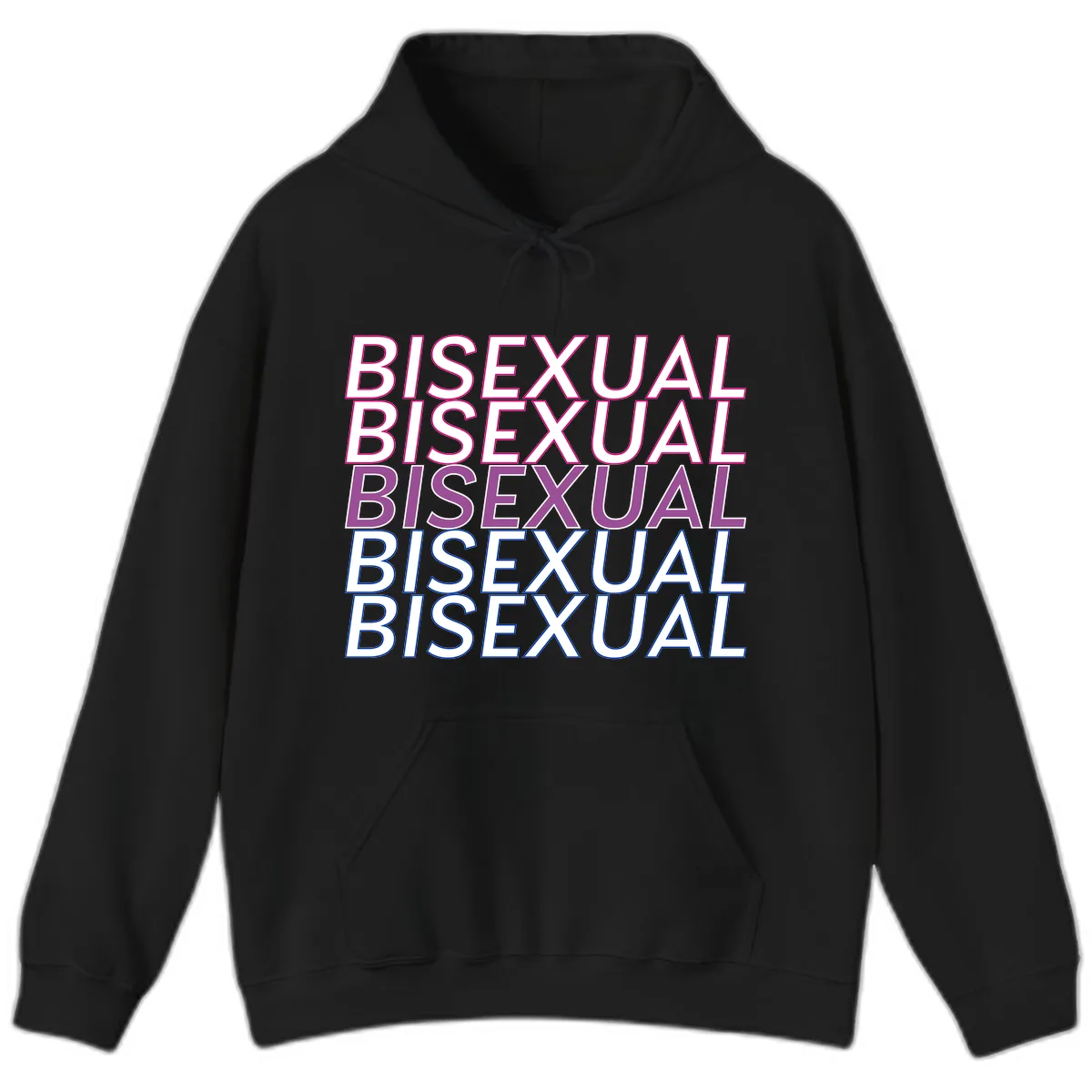 Bisexual Pride Stacked Text Hoodie in Black
