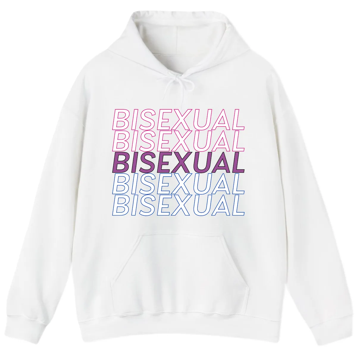 Bisexual Pride Stacked Text Hoodie in White