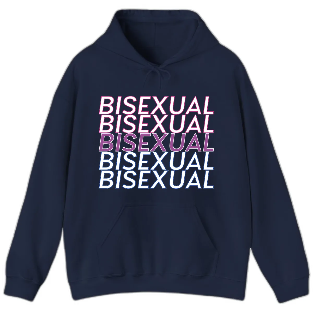 Bisexual Pride Stacked Text Hoodie in Navy