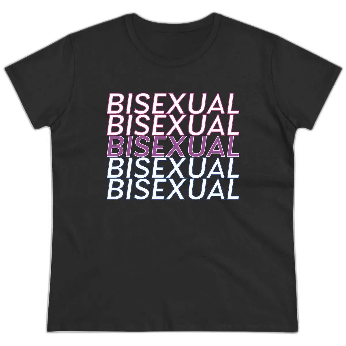 Bisexual Pride Stacked Text Ladies Tee in Black