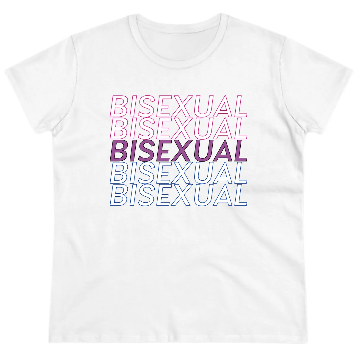Bisexual Pride Stacked Text Ladies Tee in White